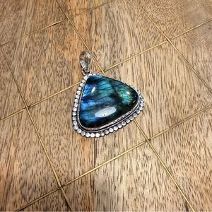 925 Plated Natural Stone Labradorite Pendant